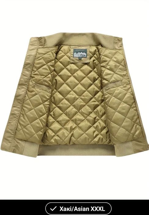 Теплий бомбер МА-1, 3XL, 4 XL, цвет ( койот-хаки).