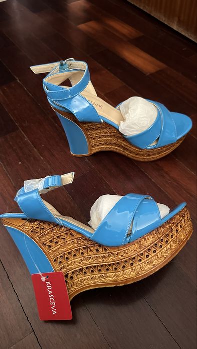 Sandalias de cunha azuis