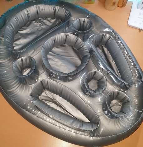 Bandeja insuflável flutuador porta-bebidas garrafas piscina 51 x 70 cm