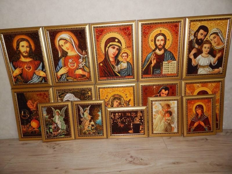 Икони из янтаря Картини з бурштину Портрети Ікони з бурштину Картини