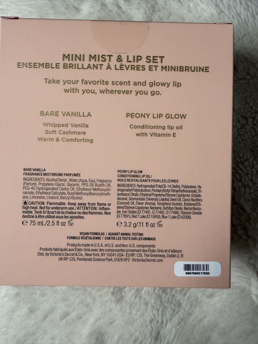 Victoria's Secret Bare Vanilla Zestaw Mgiełka 75ml i Błyszczyk NOWY