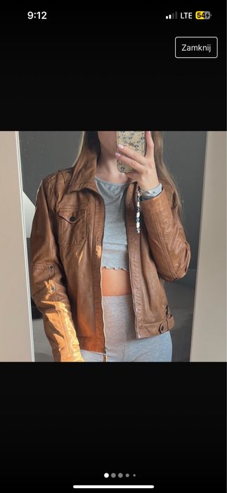 Kurtka z naturalnej skory jasnobrazowa