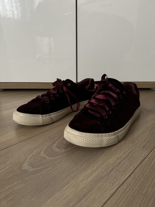 bordowe welurowe trampki 39