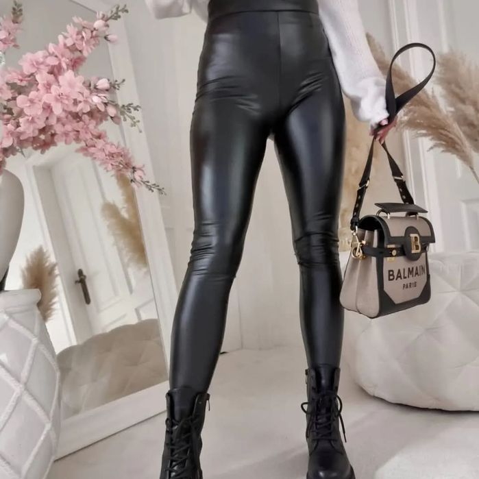 Legginsy damskie by me Eco skóra skin hit viral style new hot Basic must have