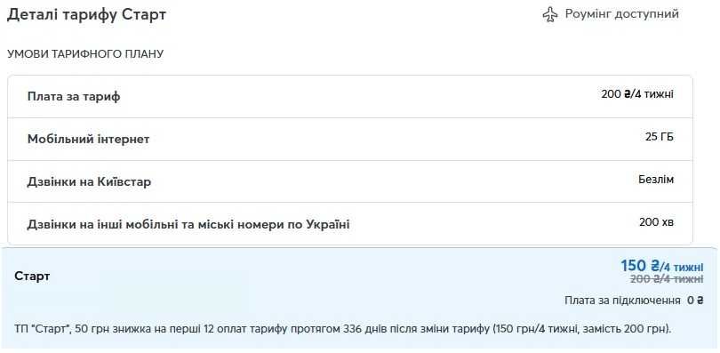 Дешёвый тариф киевстар 150 грн/мес