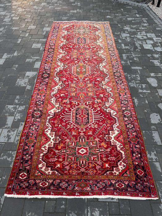 Heriz Irański Dywan Ręcznie Tkany Wełniany 410x150