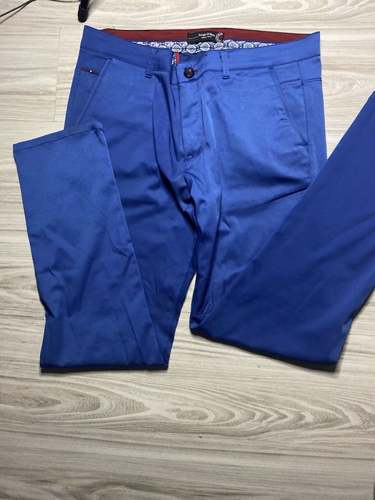 Męskie spodnie chino Sergio Di Mare W36 L34 – niebieskie / chabro