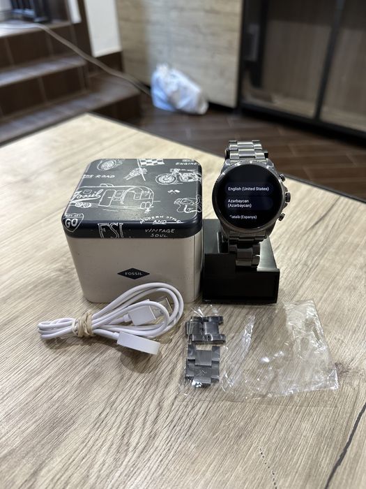Смарт-годинник Fossil Gen 6 44mm Smoke Stainless Steel ЯК НОВИЙ 150$