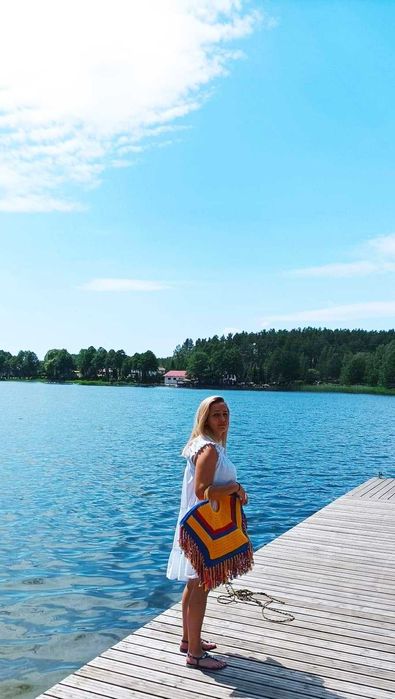 Duża torba, szydełko, rękodzieło