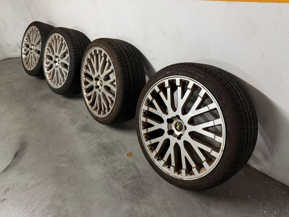 Jantes 22” Kahn Design 5x120 + Pneus 265/35R22 (2 Pirelli Novos)