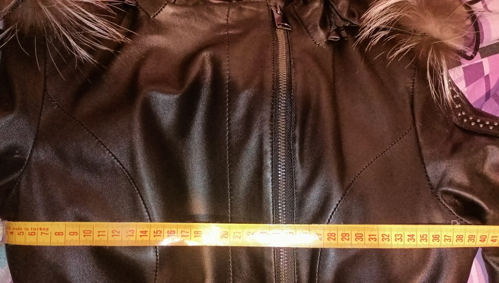 Шкіряний тренч з натуральним хутром