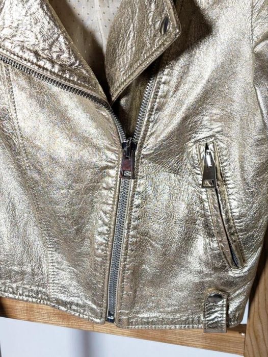 Шкіряна косуха Just Cavalli Imperial leather jacket Gold ХS Made Italy