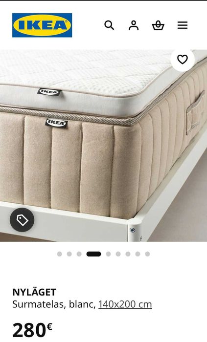 Topper (Sobrecolchão) 1,40 × 2,00 IKEA 100,00 €