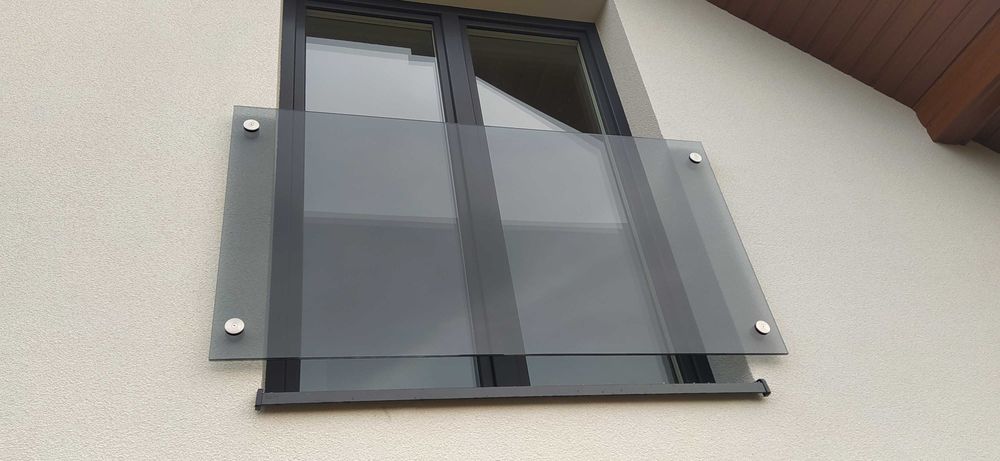 Balustrada na rotulach na profilu szklana balkon francuski poręcz nierdzewna