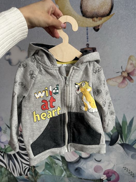 Bluza zapinana suwak 68-74 z kapturem simba krol lew