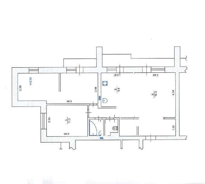2к.квартира з великою кухнею