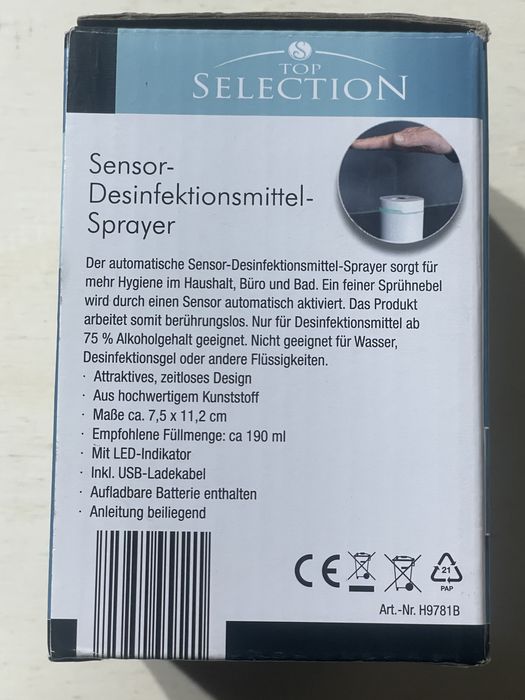 Sensoryczny dyspenser dezynfekcji