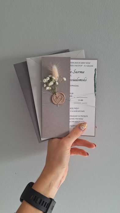 Zaproszenie ślubne komunijne folder zlocenie suszki