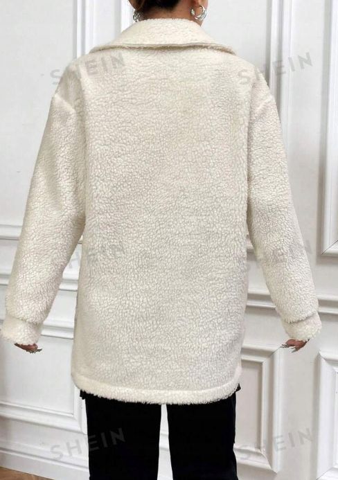 Shein płaszcz zapinany damski kremowy 36 łsg