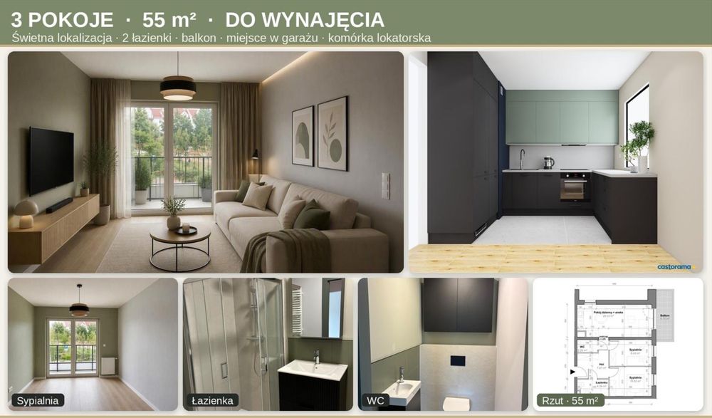 Nowe, dotad niezamieszkale mieszkanie 3 pokoje
