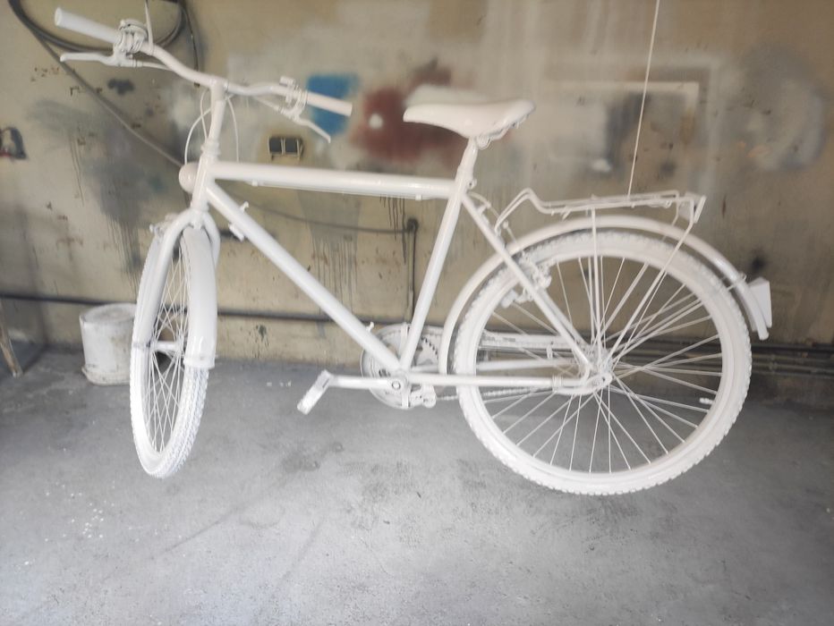 Rower biały ozdoba do ogrodu kwietnik