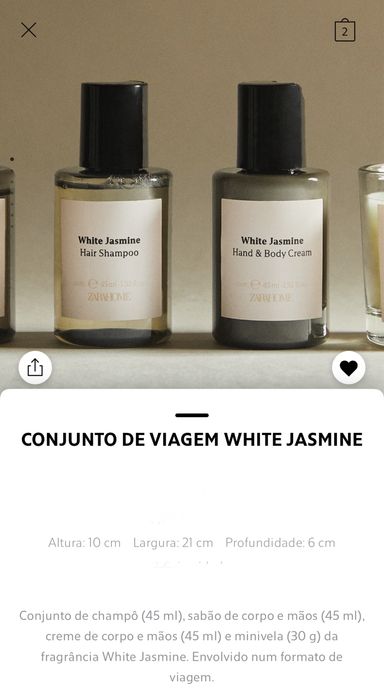 COnjunto De Viagem WHITE JASMINE Zara Home NOVO
