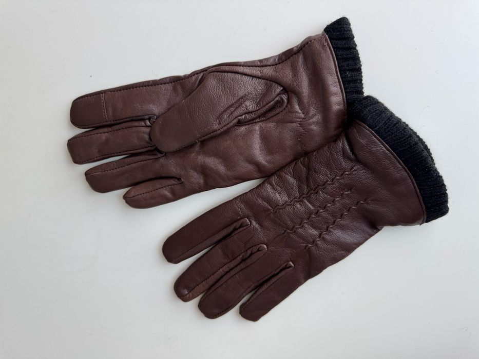 Жіночі шкіряні зимові рукавиці на теплій підкладці. Розмір 7, нові