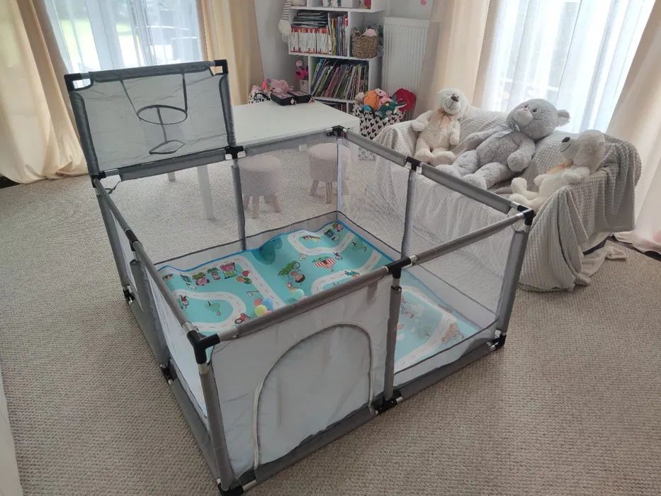 Kojec Dla Dzieci 126X126 Z Koszem Suchy Basen 30 Piłek + Mata + Torba