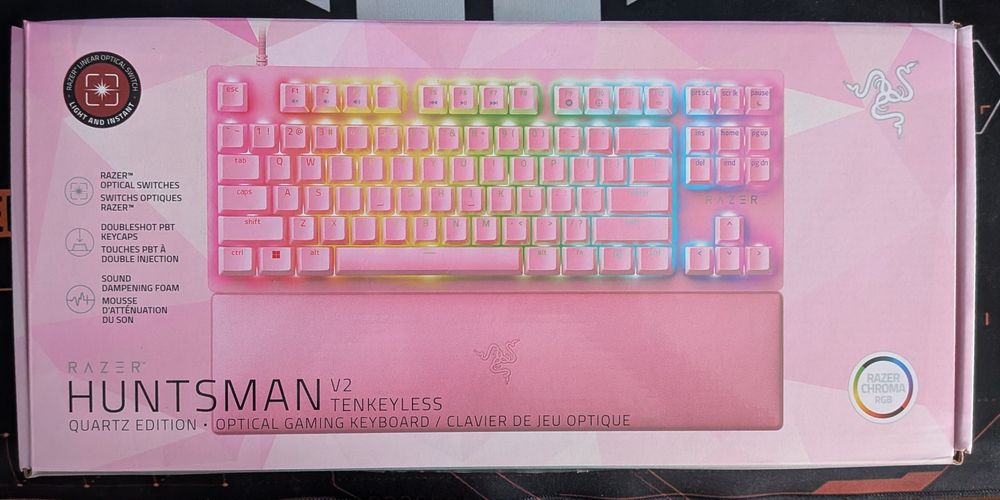 Teclado Gaming Razer Huntsman V2 TKL Quartz Edition (Rosa) - Como Novo