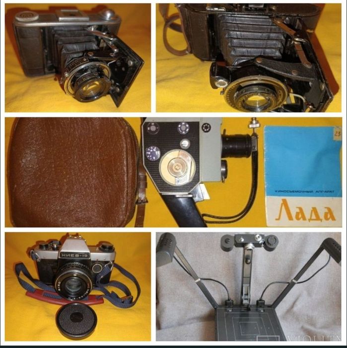 Фотоаппарат Киев-19. Фотокамера Voigtländer Virtus/Bessa-66. Кинокамера Кварц-5