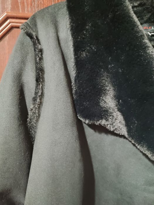 Дубляночка коротка натуральний м'якенький замш, хутро синтетичне