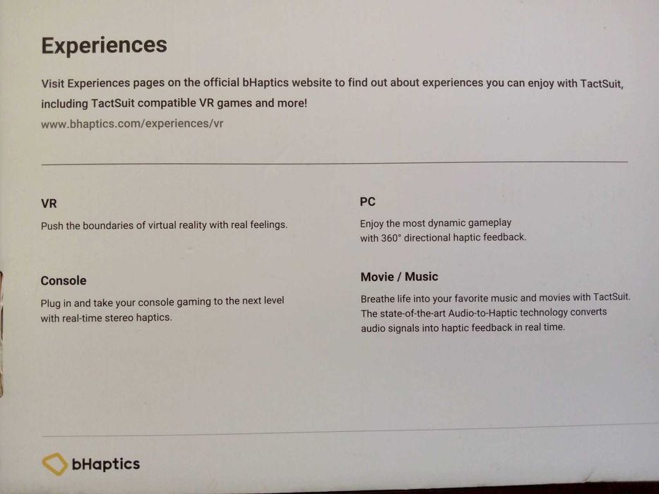 Bhaptics Tactsuit X16 Colete Háptico Sem Fios