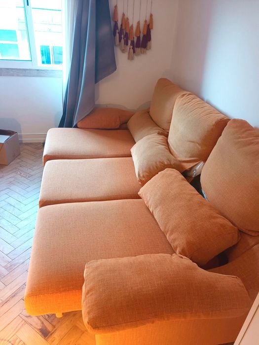 VENDO SOFÁ CAMA LARANJA 3 lugares