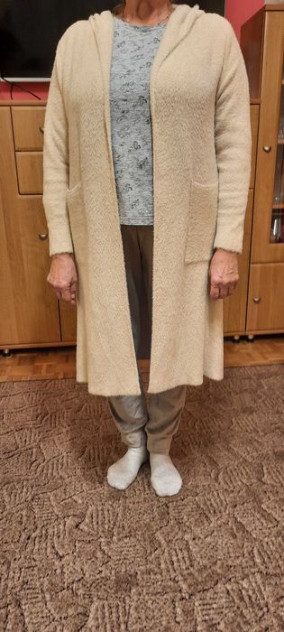 alpaka kardigan długi sweter roz.S/M