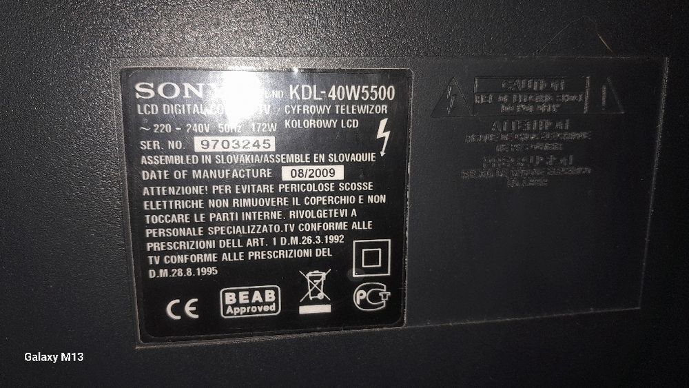 Telewizor Sony Bravia na części