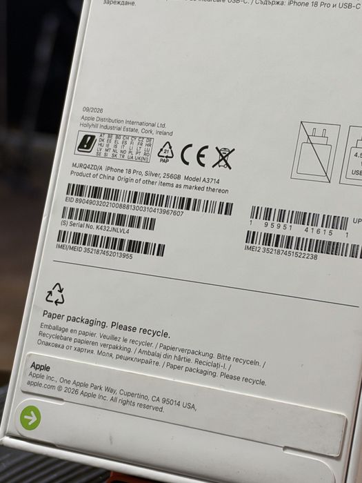 New iPhone 18 Pro 256 GB Silver