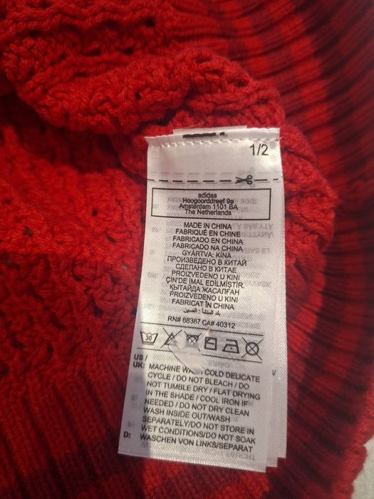 Adidas kamizelka sweter bezrękawnik czerwony z logo r.S-L
