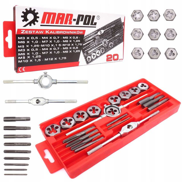 Zestaw NARZYNEK I GWINTOWNIKÓW Kalibrowniki 20 Elementów Komplet