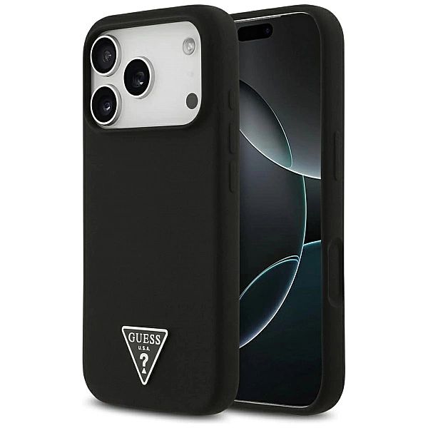 Etui Guess Silicone Triangle Logo MagSafe do iPhone 17 Pro - czarne
