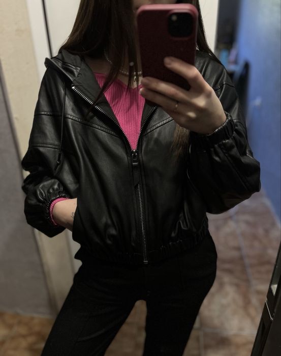 Бомпер куртка шкіряна