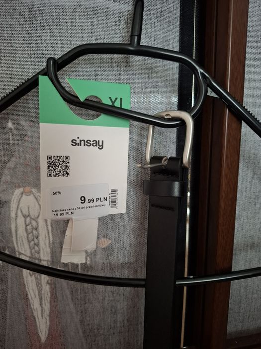 Czarny pasek sinsay XL 121 cm w serduszka