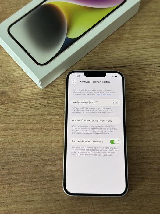 iPhone 14 128GB biały - stan idealny - bateria 84%