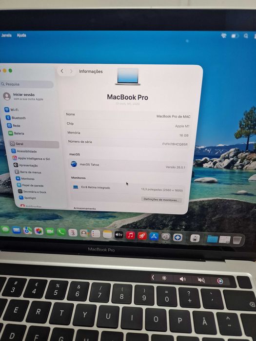 MacBook PRO Touchbar M1, 2020 (16gb com varios programas )