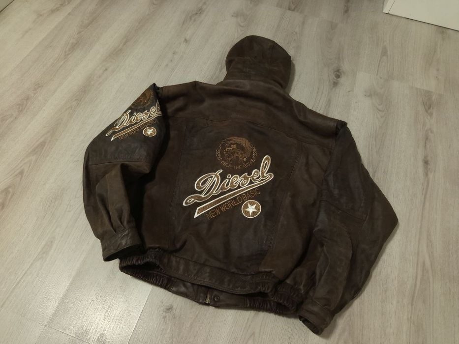 Кожаная куртка бомбер Diesel rare sk8 y2k с вышитым логотипом Japanese