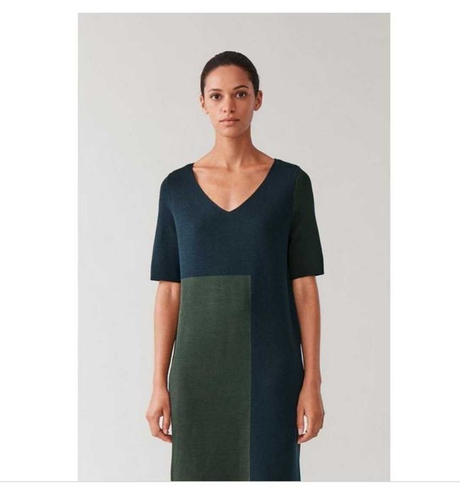 Брендовое, теплое платье футболка прямого кроя cos