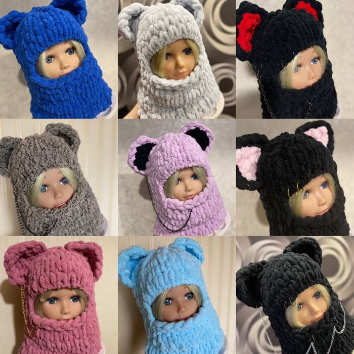 Балаклава детская/взрослая с ушами зайца,мишки,кота,шлем,тренд TikTok