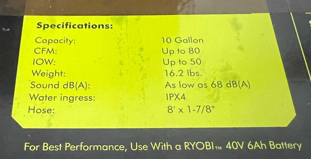Будівельний пилосос Ryobi 40V HP RY40WD01 сухе/вологе прибирання США