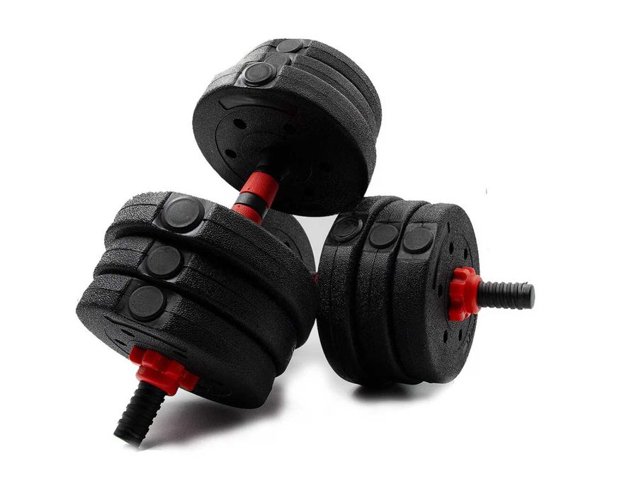 Zestaw 2x Hantle regulowane hantel 2x10kg gryf sztanga 20kg ZESTAW 2w1