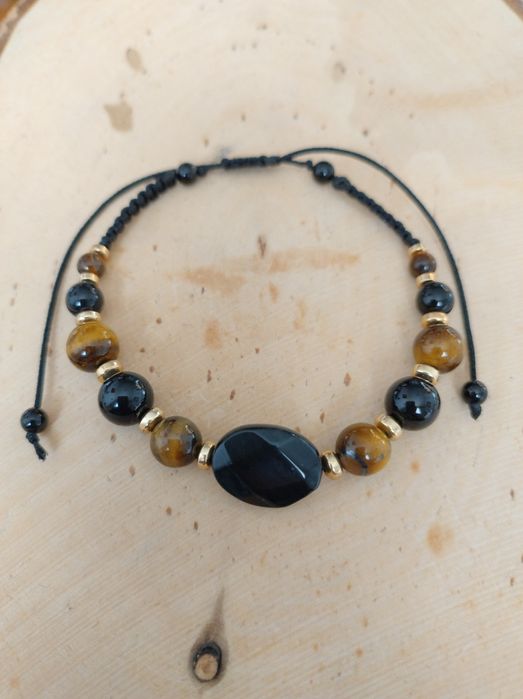 Bransoletka z tygrysiego oka i czarnego agatu