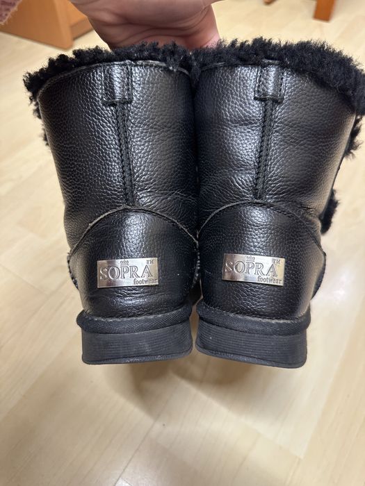 Угги кожаные, натуральный мех на ногу до 37р